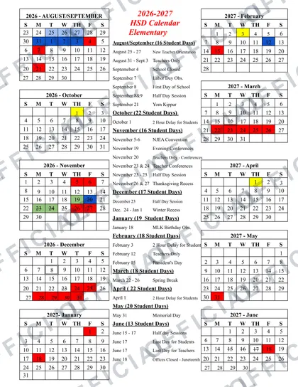 Haddonfield School District 2026-27 calendar