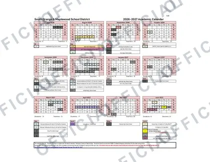 South Orange & Maplewood School 2026-27 calendar
