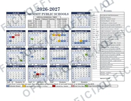 SUMMIT PUBLIC SCHOOLS 2026-27 calendar