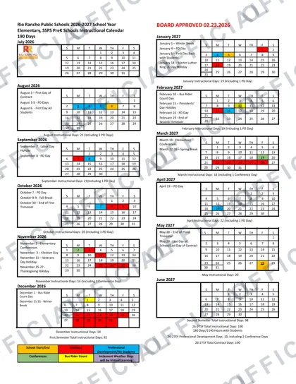Rio Rancho Public Schools RRPS 2026-27 calendar