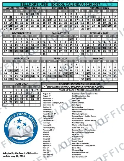 Bellmore Public Schools 2026-27 calendar