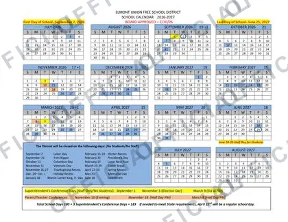 ELMONT UNION FREE SCHOOL DISTRICT 2026-27 calendar