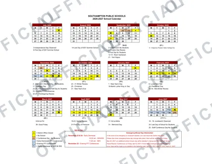 Southampton Public Schools 2026-27 calendar