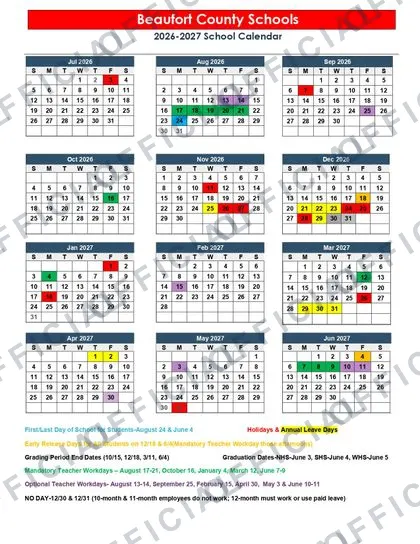 Alleghany County Schools 2026-27 calendar