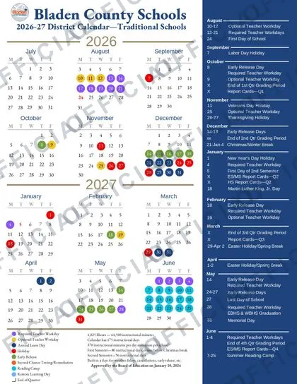 Bladen County Schools 2026-27 calendar