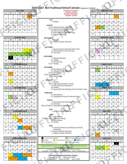 Stokes County Early College 2026-27 calendar