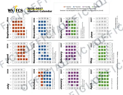 Winston-Salem Forsyth County Schools 2026-27 calendar