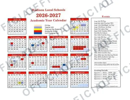 Avon Lake City Schools 2026-27 calendar