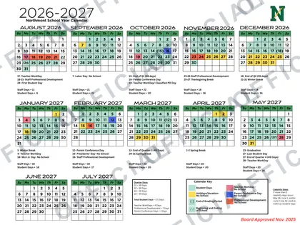 Northmont School 2026-27 calendar