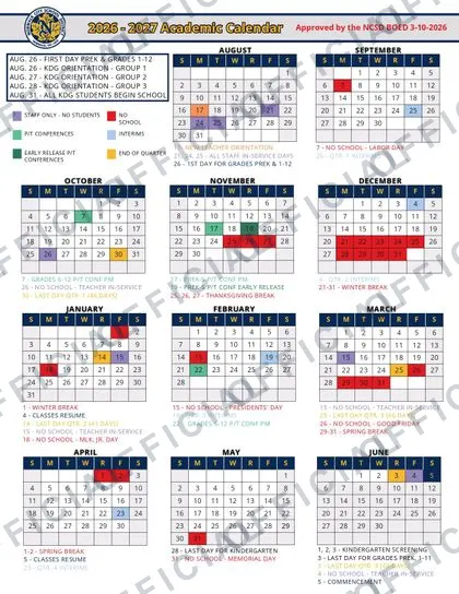 NORWALK CITY SCHOOL DISTRICT 2026-27 calendar