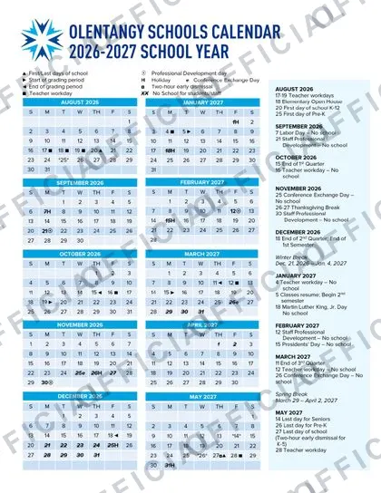 Olentangy Schools 2026-27 calendar