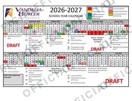 VANDALIA-BUTLER SCHOOLS 2026-27 calendar