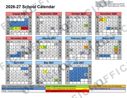 Washington Local Schools 2026-27 calendar