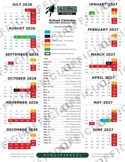 Catoosa Public Schools 2026-27 calendar