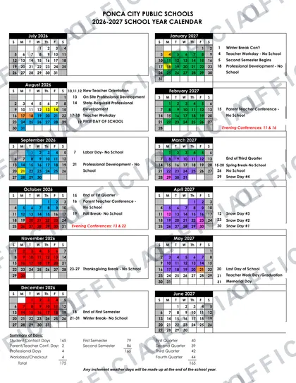 Newcastle Public Schools 2026-27 calendar