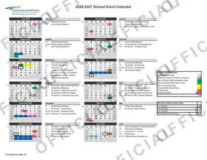 Crook County School District 2026-27 calendar