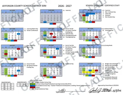 JEFFERSON COUNTY SCHOOL DISTRICT 509J 2026-27 calendar
