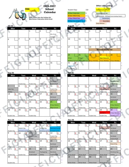 MCSD 2026-27 calendar