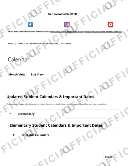 North Clackamas School District 25-26 2026-27 calendar
