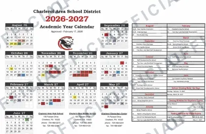 Charleroi Area School District 2026-27 calendar