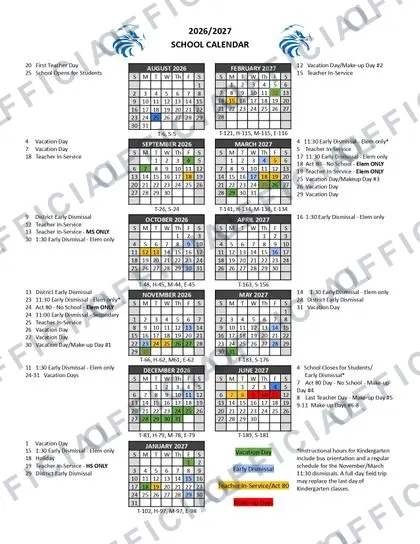COCALICO SCHOOL DISTRICT 2026-27 calendar
