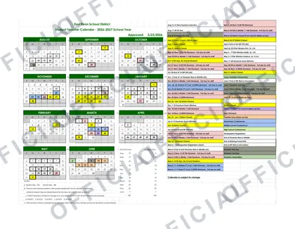 East Penn School District 2026-27 calendar