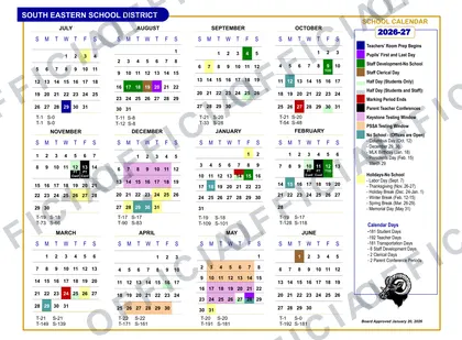 SOUTH EASTERN SCHOOL DISTRICT 2026-27 calendar