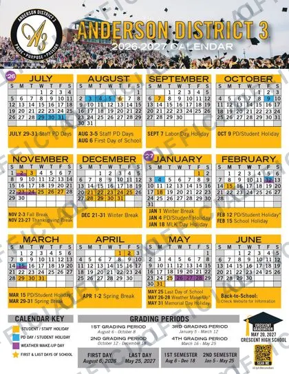 Lexington School District 4 2026-27 calendar