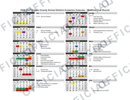 Saluda County School District 2026-27 calendar