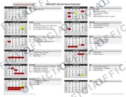 Cheatham County Schools 2026-27 calendar