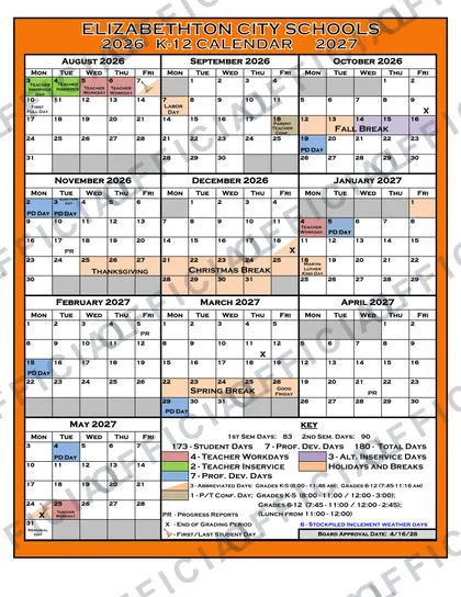 Elizabethton City Schools Rev V1 2026-27 calendar
