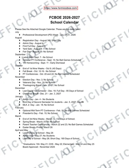 FCBOE Rev V1 2026-27 calendar