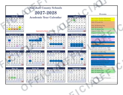 Marshall County Schools 2026-27 calendar