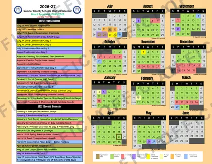 Sumner County Schools District 2026-27 calendar