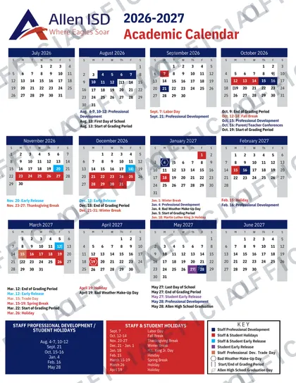 Allen ISD 2026-27 calendar