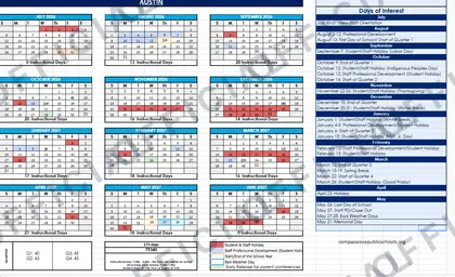 Austin 2026-27 calendar