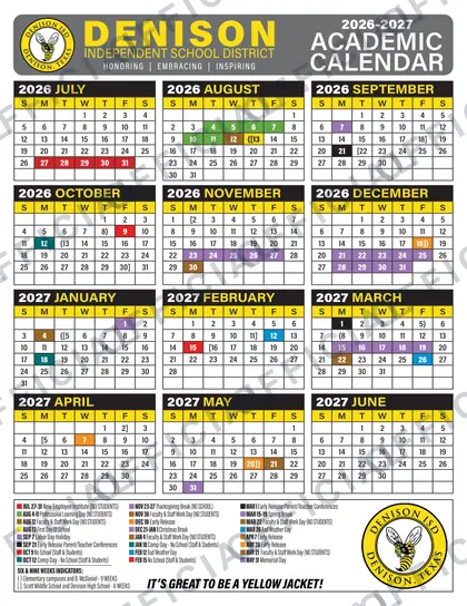 Denison ISD 2026-27 calendar