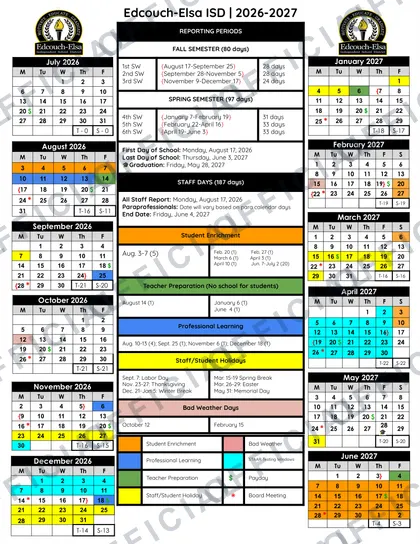 Edcouch-Elsa ISD 2026-27 calendar
