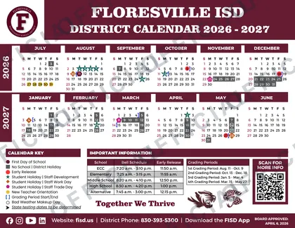 FLORESVILLE ISD 2026-27 calendar