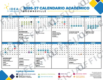 IDEA Public Schools El Paso 2026-27 calendar