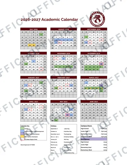 Industrial Independent School District 2026-27 calendar