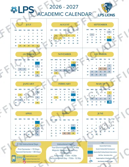 Leadership Prep School 2026-27 calendar