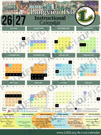 Longview ISD 2026-27 calendar