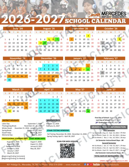 Mercedes ISD 2026-27 calendar