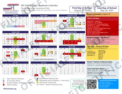 School of Science & Technology 2026-27 calendar