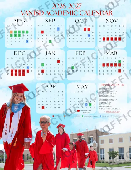 Van Independent School District 2026-27 calendar