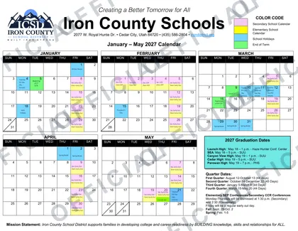 Iron County Schools Calendars 2026-27 calendar