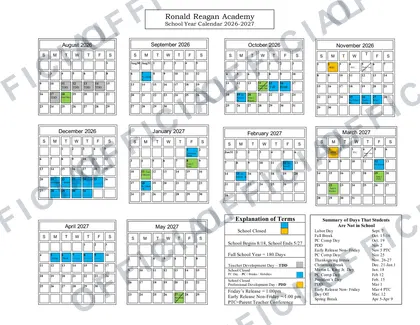 Ronald Reagan Academy 2026-27 calendar