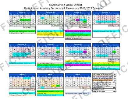 South Summit School District - Silver Summit Academy 2026-27 calendar