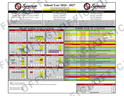 Syracuse Arts Academy 2026-27 calendar